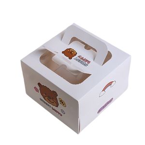 Boîte d'emballage de gâteau d'<span class=keywords><strong>anniversaire</strong></span> de boulangerie, boîtes à gâteaux carrées de dessin animé <span class=keywords><strong>pour</strong></span> enfants de 4/6 pouces de haut avec fenêtre et poignée - Product Image 4