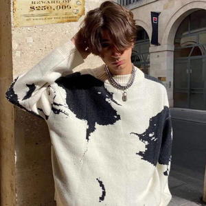 2024 motif en tricot personnalisé automne rétro tendance tricoté col rond Jacquard épais ourlet côtelé conception pull pour hommes - Product Image 3