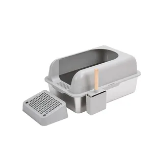 Popular Design Large Cat Toilet Widened Thickened Portable Stackable Stainless Steel Cat Litter Box