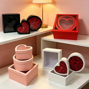 Boîte à fleurs de luxe avec fenêtre, forme carrée, ronde ou en cœur, pour fleurs préservées, emballage cadeau pour mariage, demande en mariage, ou bijoux - Product Image 3