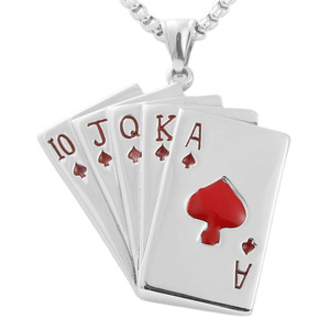Collar con Colgante de Cartas de Póker de Acero Inoxidable, Diseño Royal Flush, Joyería de Moda para Hombre, Regalo 120159 - Product Image 1