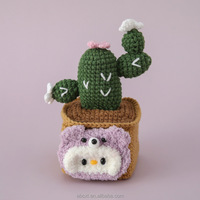 Ornement de table créatif et mignon, décoration de chambre, de bureau, de maison, cadeau, plante de cactus au crochet, pot de fleurs en fil tricoté fait main