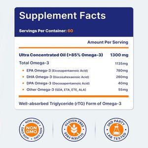 Oferta Especial Omega 3, 60 Cápsulas Blandas, Extracto para Mejorar el Estado de Ánimo, Apoyo para la Salud del Corazón, Cerebro, Ojos e Inmunidad para Adultos, Suplemento de Omega - Product Image 3