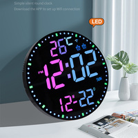 12 Zoll Elektronische LED RGB Nachtlichter Digitale Wecker-Wanduhr WLAN-App-Steuerung Kalender Einstellbare Helligkeit für Zuhause und Büro