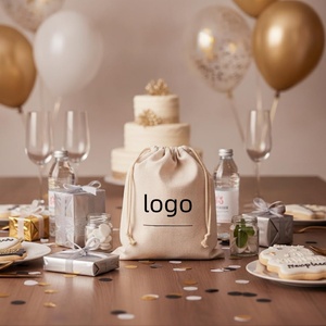 Bolsa Ecológica de Lona con Cordón y Logotipo, Bolsas de Muselina Reutilizables con Cordones para Regalos y Almacenamiento, Bolsas de Algodón 100% Natural - Product Image 5