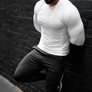 Camiseta Deportiva para Gimnasio, para Hombre, para Correr, <span class=keywords><strong>Camisetas</strong></span> Deportivas para Hombre, YARN, al por Mayor, Manga Larga, Lisa, Tejida, Teñida, 350 Gramos - Product Image 3