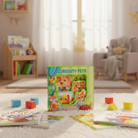Libro de Actividades 3D Curiosity Pets de ABS+Papel+Espuma EVA, Juguete Interactivo de Aprendizaje de Animales con Ojos Móviles para Mayores de 14 Años