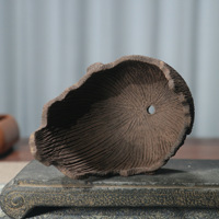 Pot à Bonsaï en Argile Violette Style Zen en Forme de Croissant de Lune, Pot de Fleurs en Céramique Irrégulier pour Salon de Thé et Table d'Étude