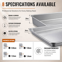 Plateau de cuisson en aluminium 400x600, 1,2 mm d'épaisseur, plat peu profond pour la production de pain et de pâtisserie en boulangerie commerciale