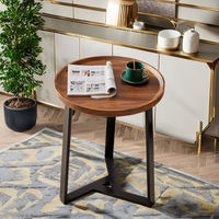 Table basse en bois massif de style moderne et luxueux, avec structure en acier, compacte, pour chambre à coucher, salle à manger, salon, meubles de maison J N