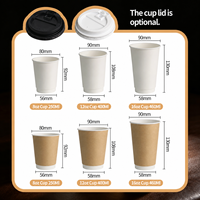Gobelets à café en papier biodégradable épaissi avec couvercles, à double paroi, écologiques, imprimés sur mesure pour les cafés et les salons de thé