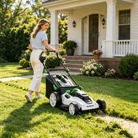 Tondeuse à gazon électrique autoportée 1800W avec largeur de coupe de 380 mm, réglage de la hauteur sur 6 niveaux et sac de ramassage pour pelouses domestiques
