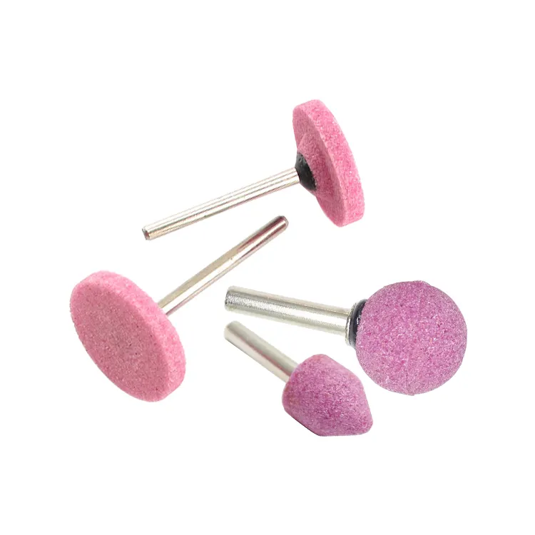 Pink aluminum oxide abrasives stone grinding head grinding wheel with handle surface polishing tools