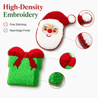 Lot de mini-écussons de Noël en gros : Écussons en chenille Père Noël, renne, pain d'épices, autocollants pour pulls ambiance festive, en stock