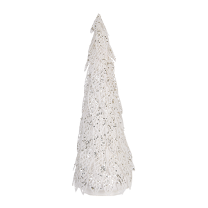 White Sequin Cutout Cone <b>Christmas</b> Tree Silver Glitter Tabletop <b>Snowflake</b> Topper Winter Wonderland Decor - Product Image 3