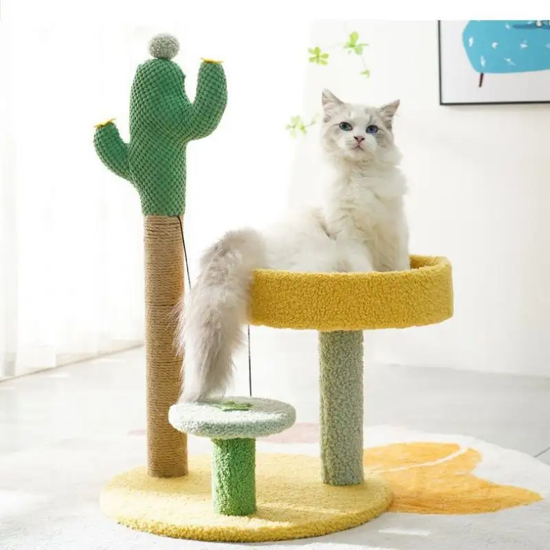 Engraçado Turntable Cat papelão Scratcher com bola Turbo Round arranhando Post para casa