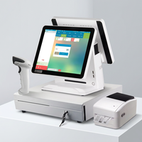 CnHopestar Machine POS tout-en-un à double écran 15,6+11,6 pouces, processeur Core I3/I5, 8 Go de DDR3, 128 Go de stockage, Windows 10 pour les entreprises et la vente au détail