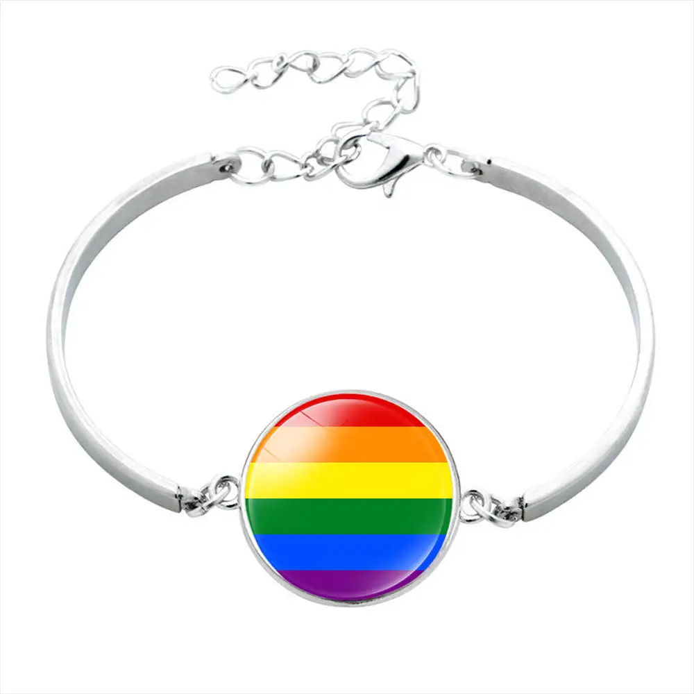 Personalizzato di Vetro Dei Monili di Immagine di Stampa Arcobaleno Gay Pride Del Braccialetto Del Braccialetto