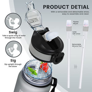 LOGOTIPO personalizado fosco garrafas de água motivacionais com palha removível - Product Image 6