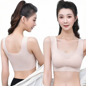 Seamless Wireless Bra <b>for</b> <b>Women</b> Ice Silk Tank Square Neck Thin Summer Yoga Wear - Product Image 1