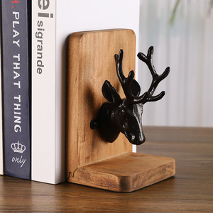 Sujetalibros de Madera Maciza con Cabeza de Ciervo, Estilo Moderno y Sencillo, Organizador de Librería, Decoración para el Hogar y Oficina - Product Image 4