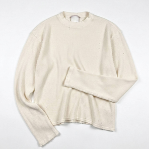 Camisetas Térmicas de Manga Larga de Algodón 100% con Tejido Waffle Lavado al Ácido, Estampado DTG Personalizado, Camisetas Waffle Técnico Desgastadas para Unisex - Product Image 5