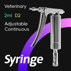 Jeringa Veterinaria de Acero Inoxidable de 2 ml Tipo D2, Ajustable, Reutilizable, Multiinyección, Pistola de Vacunación para Aves de Corral - Product Image 2