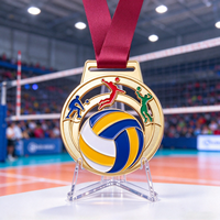 Médailles personnalisées en alliage de zinc moulé sous pression, finition émaillée couleur, bord poli et lisse, pour volleyball et mathématiques