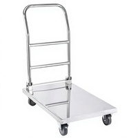 Chariot à main multifonctionnel en acier inoxydable 201 304 pour la restauration, chariot pliable pour la cuisine, chariot de livraison pour restaurant, chariot de service