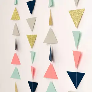 3m pembe beyaz altın yıldız kağıt Garlands DIY yıldız Bunting afiş düğün çelenk doğum günü partisi malzemeleri dekorasyon