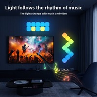 Lampe d'ambiance musicale à rythme sonore, lampe quantique pour salon, lumière murale carrée en mosaïque, audio à commande vocale