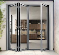 Portes pliantes accordéon en aluminium à double vitrage, standard australien, personnalisées, économiques, pour l'extérieur, portes patio en verre