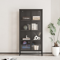 Buffet de rangement en métal avec portes vitrées pour salon et salle à manger