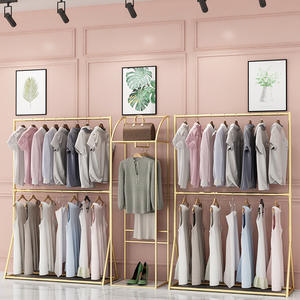 Expositor de <span class=keywords><strong>Ropa</strong></span> de Dos Niveles de Acero Inoxidable Estilo Art Deco, Fácil de Montar, para Tiendas Infantiles - Product Image 1