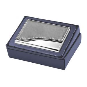 Tarjetero Metálico de PU Gris con Logotipo Personalizado, Cierre de Clip, Cuero Genuino, Patrón Personalizable, Tarjetero de Cuero Económico - Product Image 2