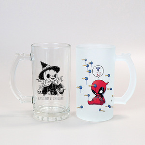 16OZ Frosted Clear Beer <strong>Mugs</strong> Wholesale 450ml <strong>Large</strong> Custom Logo Glass Beer <strong>Mugs</strong> With Handle - Product Image 1