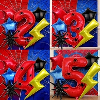 Ensemble de 6 ballons en feuille d'aluminium numérotés rouges à motif d'araignée pour fête à thème, anniversaire, Halloween