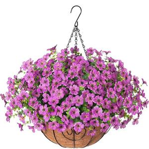 Petit panier suspendu à fleurs, décoration florale artificielle sans entretien, fleurs et panier prêts à être accrochés et à éclairer n'importe quel espace - Product Image 4