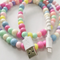 Câble de charge rapide et de transfert de données Micro USB Type-C coloré avec gaine en PVC pour ordinateur, Android et iPhone - Design bracelet perlé