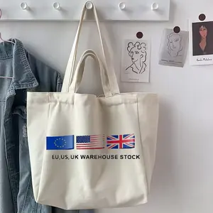 Reusable Cotton Bags Custom Logo Printed Eco Recyclable Plain Cotton Canvas Shopping Tote Bag