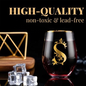 Copas de vino sin tallo con monograma únicas al por mayor copas de vidrio transparentes con borde dorado personalizadas <span class=keywords><strong>para</strong></span> fiesta de <span class=keywords><strong>cumpleaños</strong></span> - Product Image 3