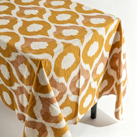 Nappe en coton et lin imprimée Ikat de 58 pouces, motif géométrique bohème, housse de table rectangulaire pour salle à manger, impression personnalisée