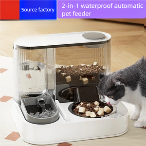 Pemberi makan hewan peliharaan otomatis, mangkuk minum anjing <span class=keywords><strong>2</strong></span> in 1 tahan air dengan pola polos untuk Stainless Steel 2L - Product Image 2