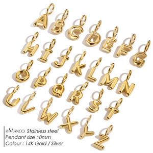 Charmes en acier inoxydable 316L EManco, alphabet 3D en forme de bulles, style classique, éléments de lettres, collier, bracelet, bijoux DIY pour enfants - Product Image 2