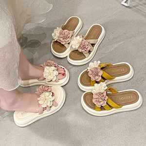 Nouvelles sandales compensées légères et tendance pour femme, style été, à enfiler, motif floral, semelle souple, printemps/automne - Product Image 4