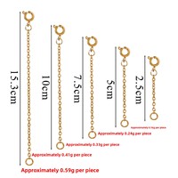Chaîne d'extension à fermoir rond en acier inoxydable plaqué or 18 carats, disponible en différentes tailles, pour la fabrication de colliers DIY