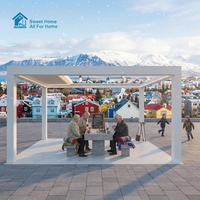 Pergola extérieure en aluminium Sweet Home avec parois latérales, toit rétractable à lames motorisées, auvent imperméable, ombrage pour cour et terrasse