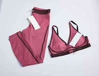 Ensemble 2 pièces léger et respirant pour femme, taille élastique, séchage rapide, côtelé sans coutures, idéal yoga et pilates, grandes tailles