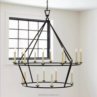 Lustre en laiton de style américain avec bras en verre transparent, idéal pour villa de luxe, hôtel, salle à manger, salon, chambre à coucher
