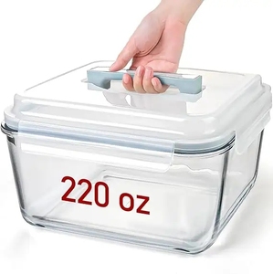 Grands récipients de stockage en verre avec couvercles, récipients pour pastèque, récipients de stockage alimentaire en verre extra-larges, hermétiques - Product Image 1